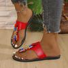 Large Size Summer New Outer Wear Flip-flops Flat-bottomed Slippers Women's Light Fashion Rhinestone Beach Sandals