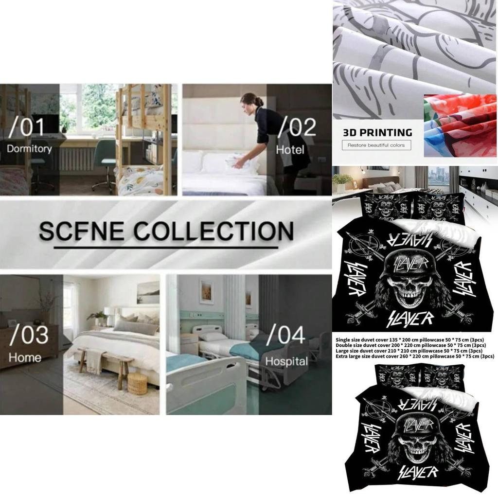 Slayer Heavy Metal Music Bedding 3pcs With Modern Minimalist Style For Kids Room