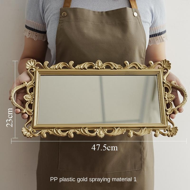 Bandeja de vidro decorativa vintage com espelho, frutas, joias, prato de armazenamento, enfeites de mesa, 2024, novo ZM20409