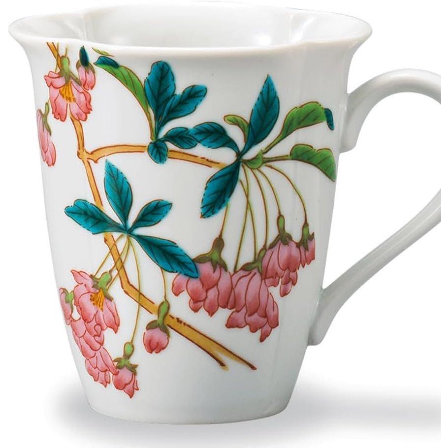 Kutani Iwataya Mug 12 Months Flowers Chinese Flowering Apple April AP8-5150 Kutani Ware Japanese Porcelain Coffee Cup 250ml