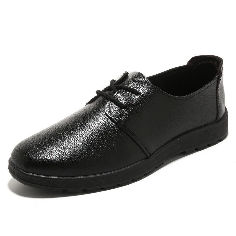Men's Non-Slip Waterproof Leather Chef Shoes - Black Oil-Proof Kitchen Work Shoes