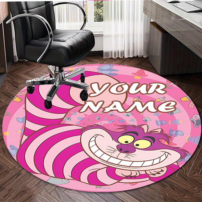 Personalized C-Cheshire cat Round Chair Office Rug - Perfect for Mat, Office Chair & More - Ideal Gift for Birthdays and Holidays