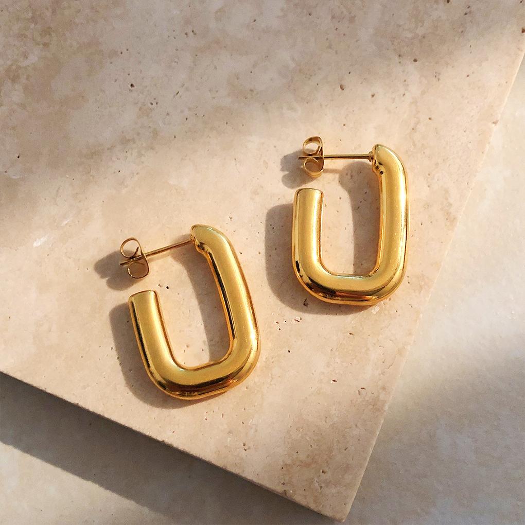 1 Pair Women Ear Studs Metal Solid Color Earring Casual Piercing Jewelry Engagement Dressing Earstud Decoration