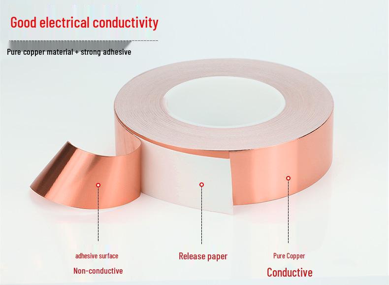 Single-Sided, High-Temperature, Anti-Interference, Double-Sided, Thickened, Self-Adhesive, Double-Conductive Copper Foil Tape
