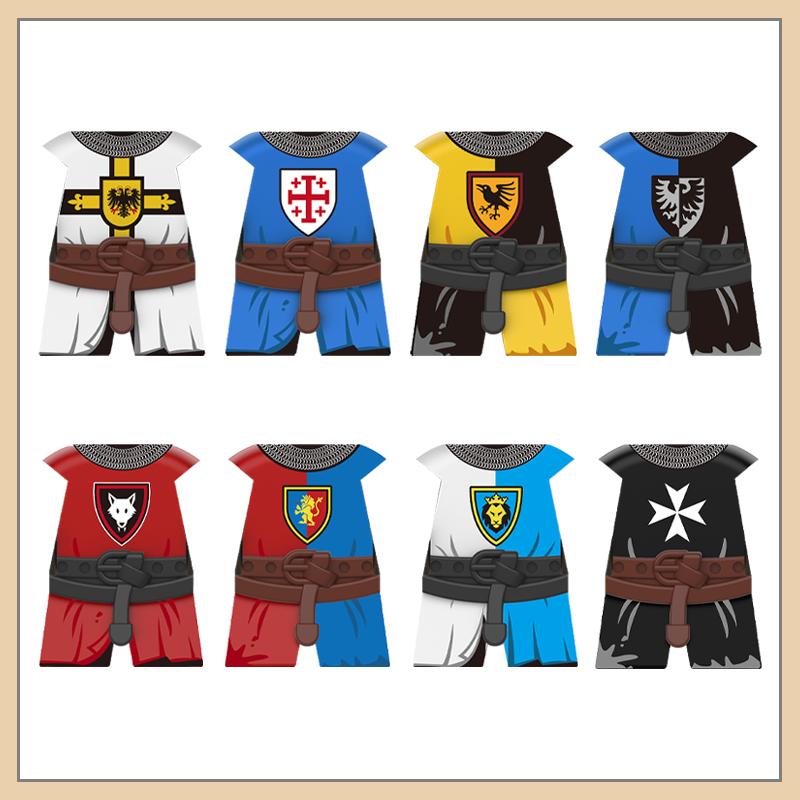 Medieval Military Castle Knight Armour Shoulder Armor Building Blocks Soldier Figure Parts Printed Army Warrior Bricks Toy Gifts