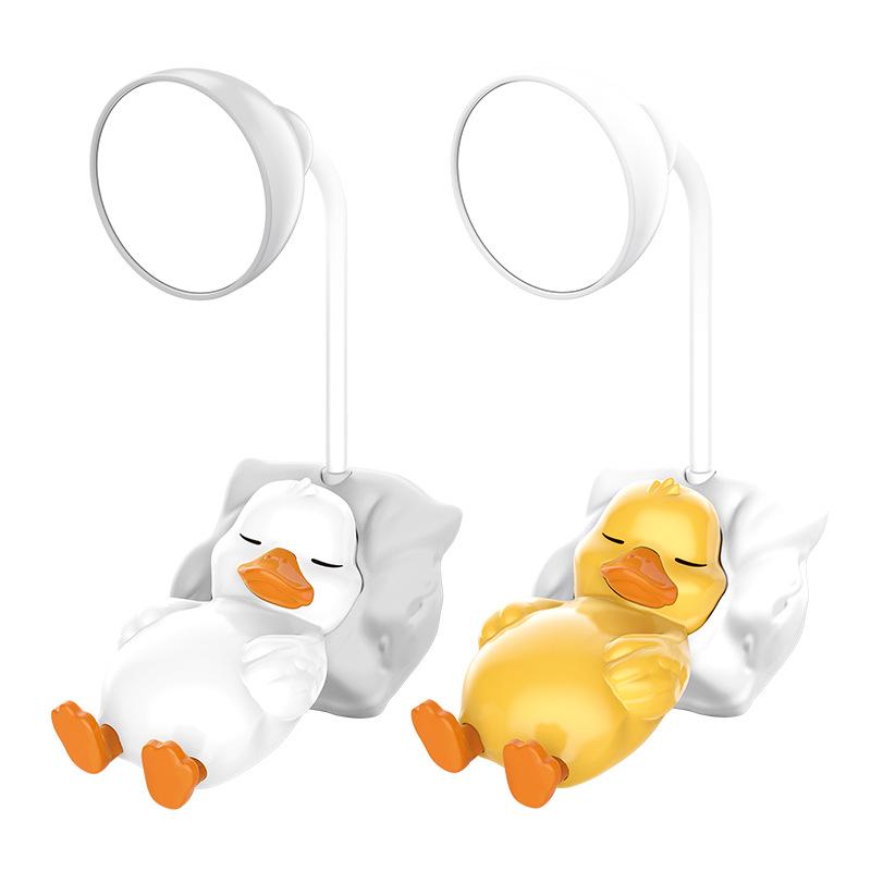 Rechargeable Cartoon Duckling Desk Lamp - Mini Night Light for Children's Bedroom