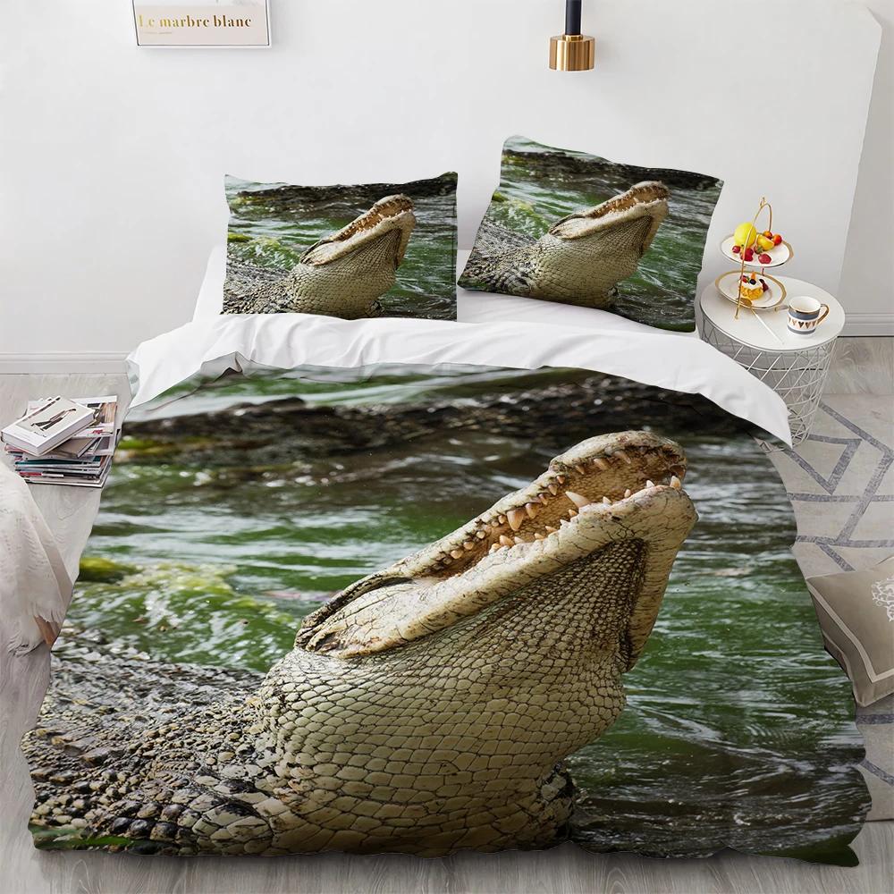 

Comforter 3D Print Crocodilian Bed Quilts Sets For Teen Boy Bedding Set Including Terrorist Animals + S New Comforter (quilt)-EU Single(135*200cm)3pcs