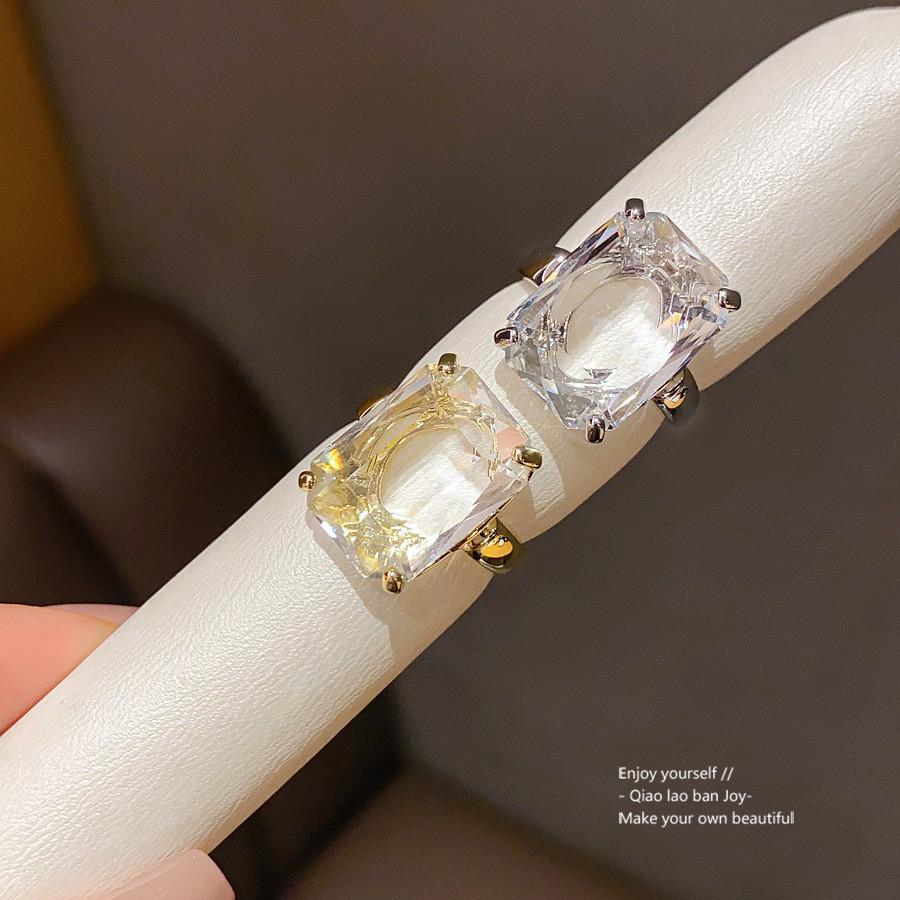 Geometric Square Zircon Ring For Women With 14k Gold Plating Elegant Fashion Jewelry