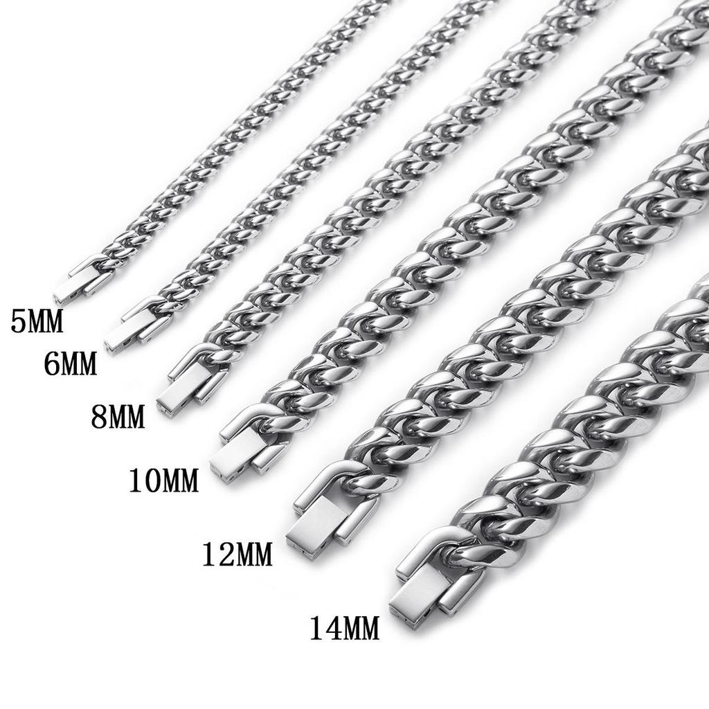 Men's Fashionable Polished Cuban Link Necklace - Thick Titanium & Stainless Steel Chain with Clasp