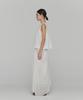 Amomento Drawstring Sheer Shirring Skirt_White