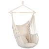 Distinctive Cotton Canvas Hanging Rope Chair With Pillows Beige Garden Furniture