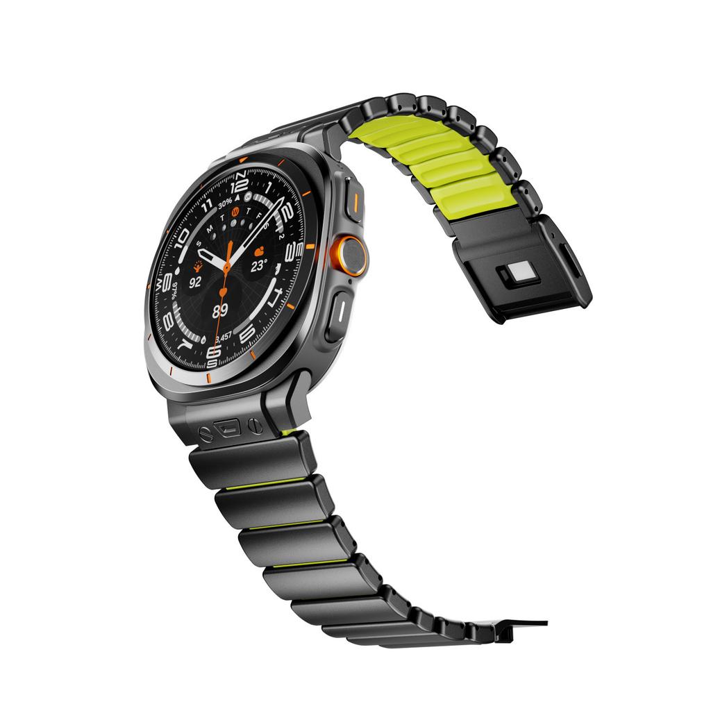 Win-Win Metal Titanium Silicone Magnetic Clasp Sweatproof Breathable Watch Bands Compatible with Galaxy Watch Ultra 47mm