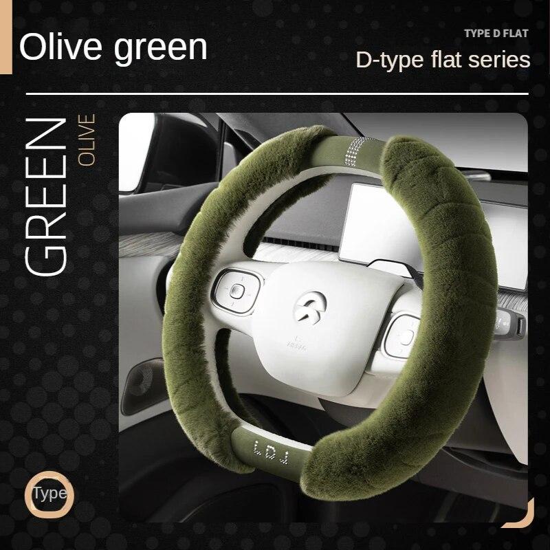 Luxury Plush Steering Wheel Cover Diamond Universal 15 Inch Handle Cover Winter M Fur Car Steering Cover Fashion D Shape Ring