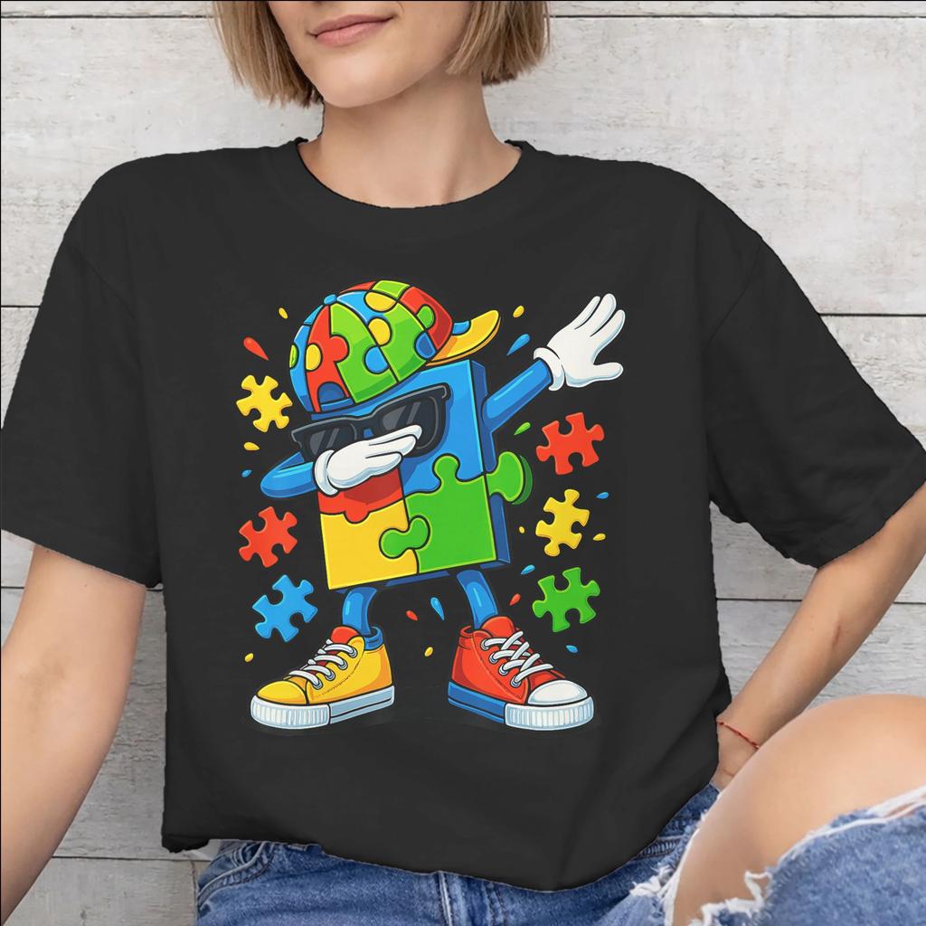 New Arrival Dabbing Puzzle Autism Awareness T Shirt for Men Women 100 Cotton Tshirts Short Sleeve Clothing