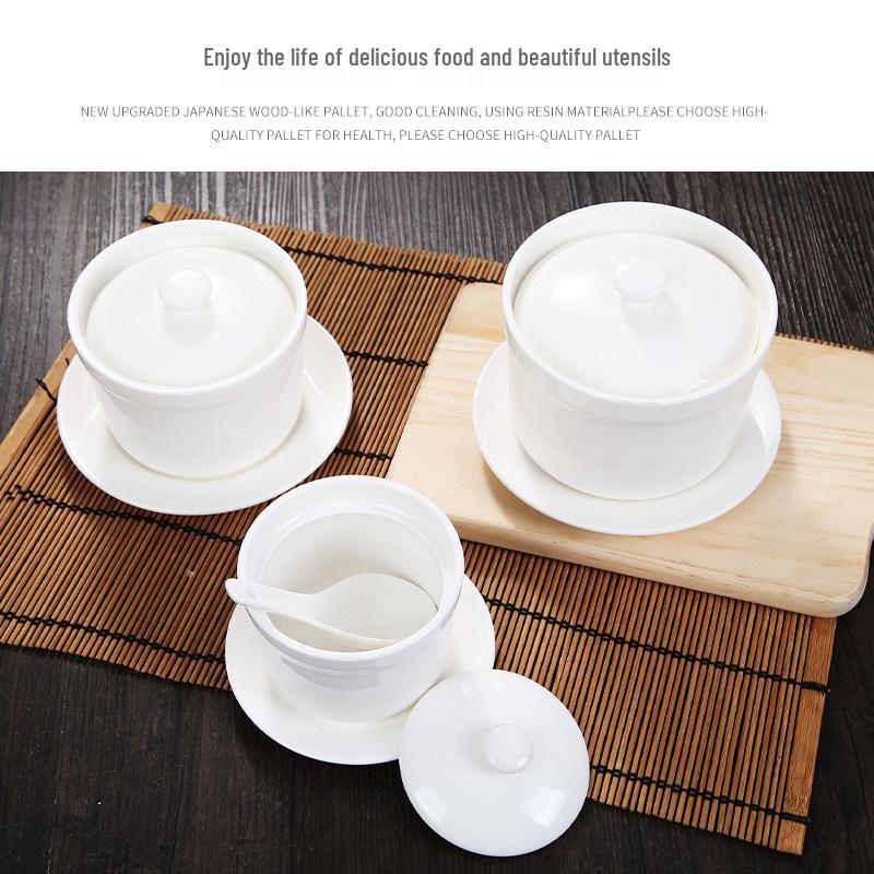 Pure White Ceramic Stew Pot with Lid: Versatile Double Boiler for Soup, Eggs, Bird's Nest, and Tonics