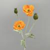 Flocked Poppy Silk Flower - 4-Head Single Stem for Wedding & Home Décor Vase