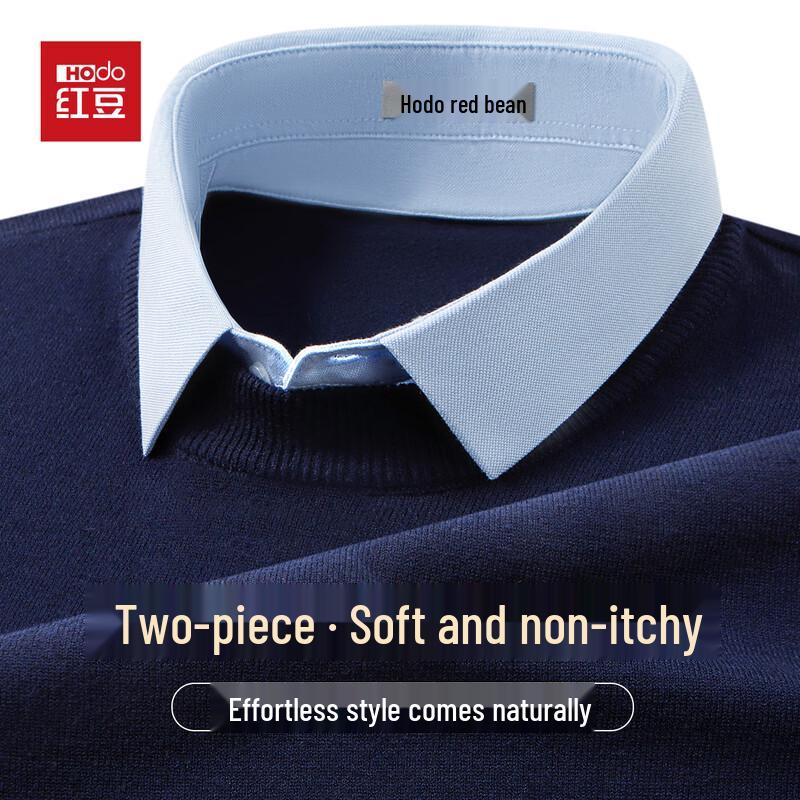 Hodo Men's Thickened Faux Two-Piece Knit Sweater