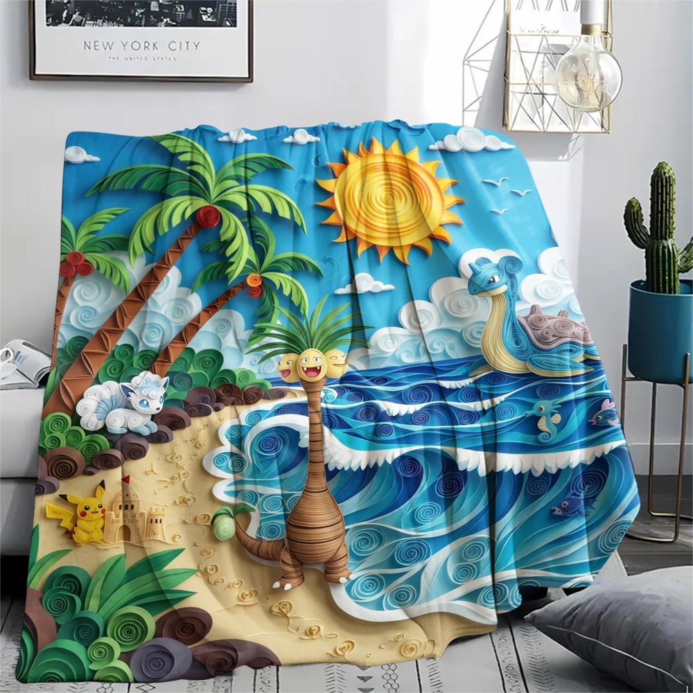 

Pokemon Pikachu Flannel Blanket Print Warm Style Comfortable for Home Daily Sofa Chair Picnic Travel.-TING 75x90cm