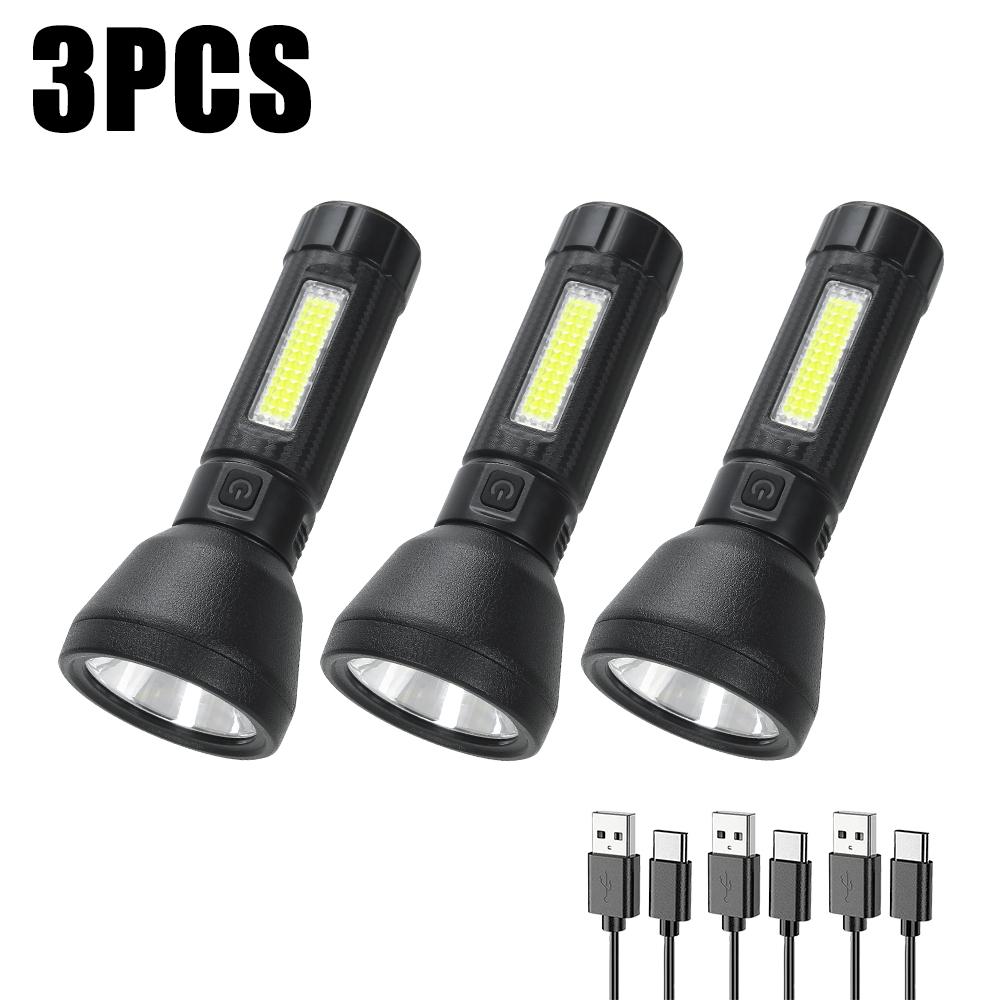 Mini Torch LED Rechargeable Flashlight Portable USB Charging Flashlight Outdoor Camping Waterproof Long Range Fishing Lantern