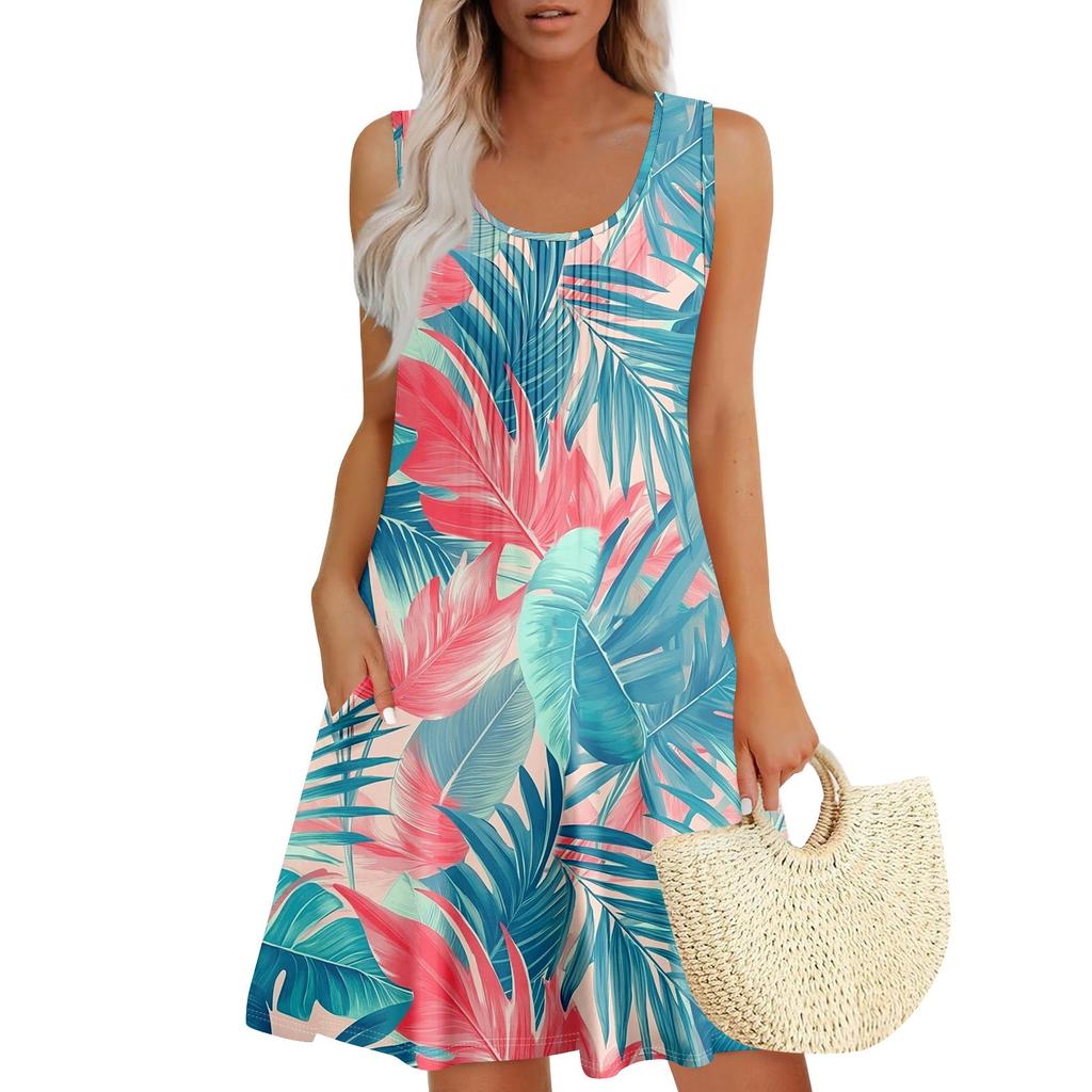 Women's Casual Sundress With Pockets Summer Boho Beach Dress Holiday Hresses For Women Tank Dresses