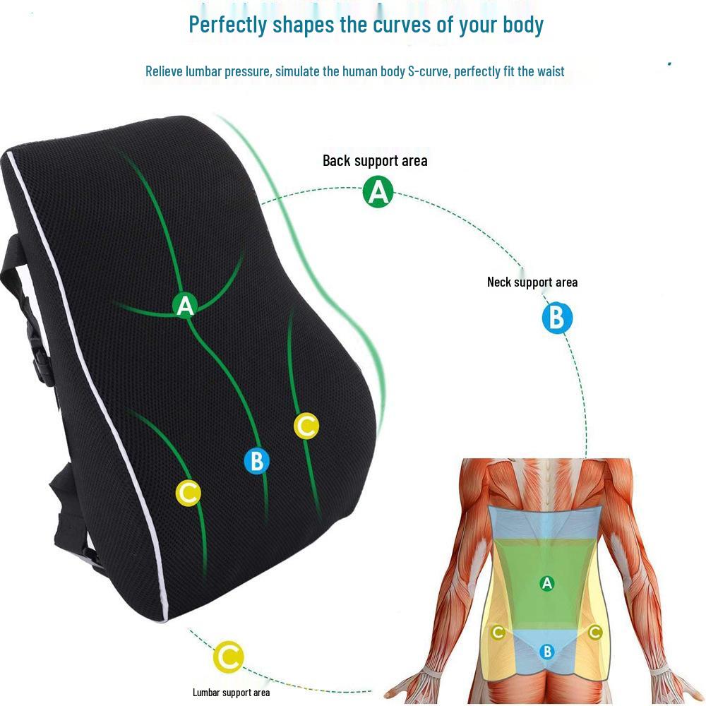 Ergonomiczna poduszka lędźwiowa z pianki memory do foteli samochodowych i biurowych