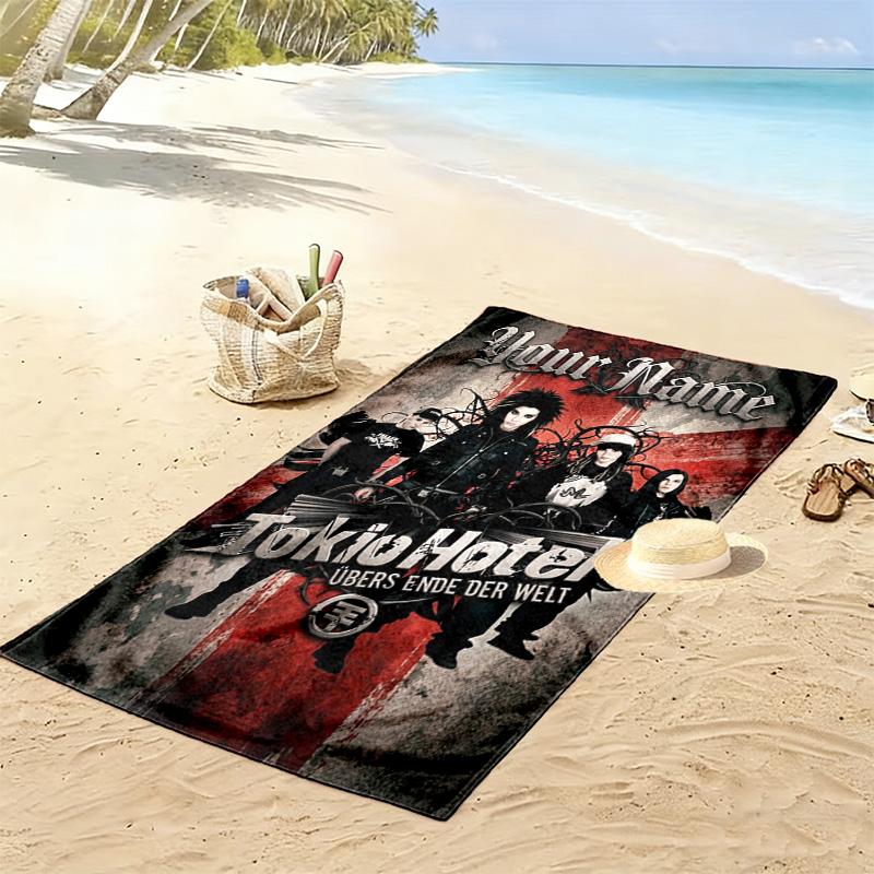 Name Custom TH Band Print Beach Towel, Large Soft Quick Dry Towel for Beach Camping Swimming