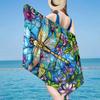 Stained Glass Dragonfly Garden Beach Towel, Super Soft Microfiber, Gift for Her/Him, Birthday, for Pool, Beach, Travel, Home Decor Fan Gifts