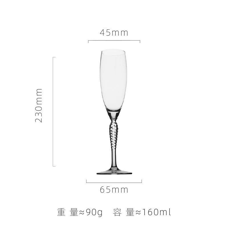 Handmade Crystal Glass Champagne Wine Goblet European Fishbone Design Elegant Drinking Cup 301-400ml