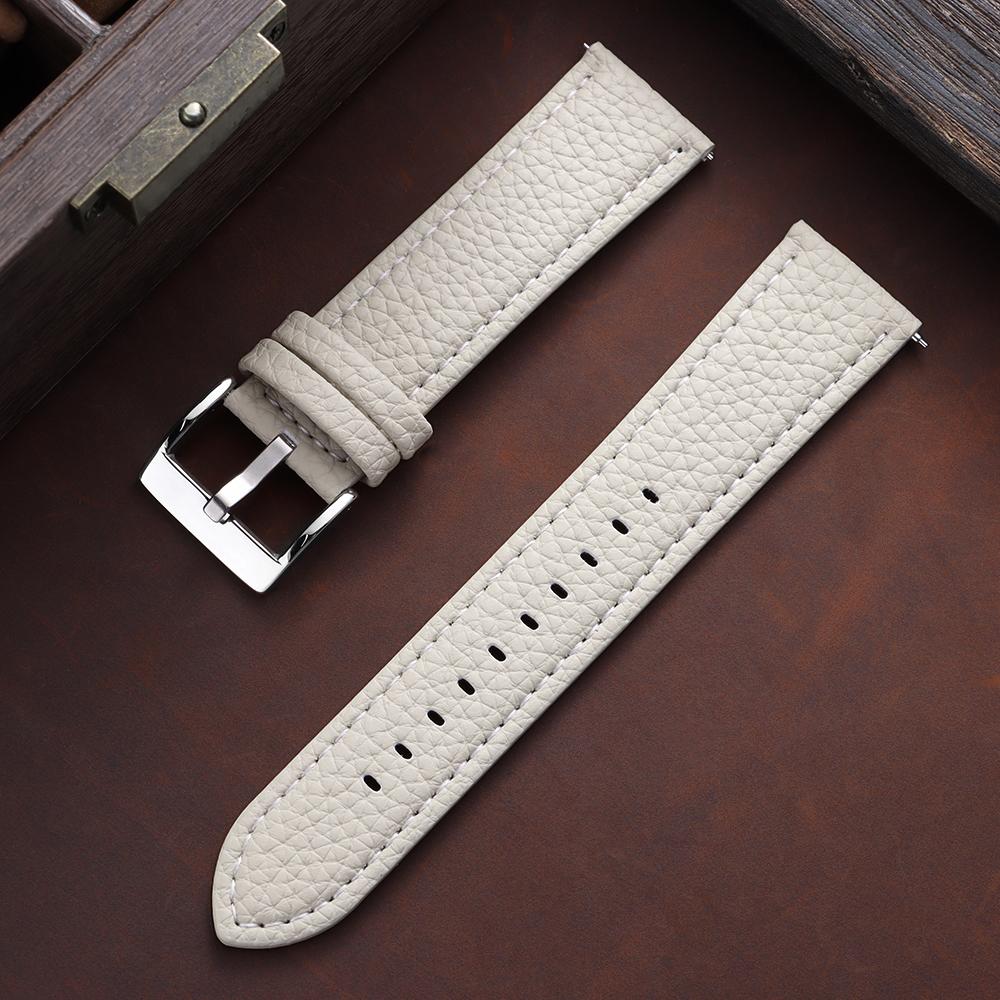 Lychee Pattern Watch Strap 18mm 20mm 22mm Soft Leather Strap for Seiko for Omega Watch Band Men Women Bracelet Waterproof Belts