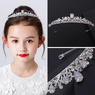 Bridal Zircon Crown Headband Electroplated Thick Silver Headband Crown Zircon Headgear Hair Accessories