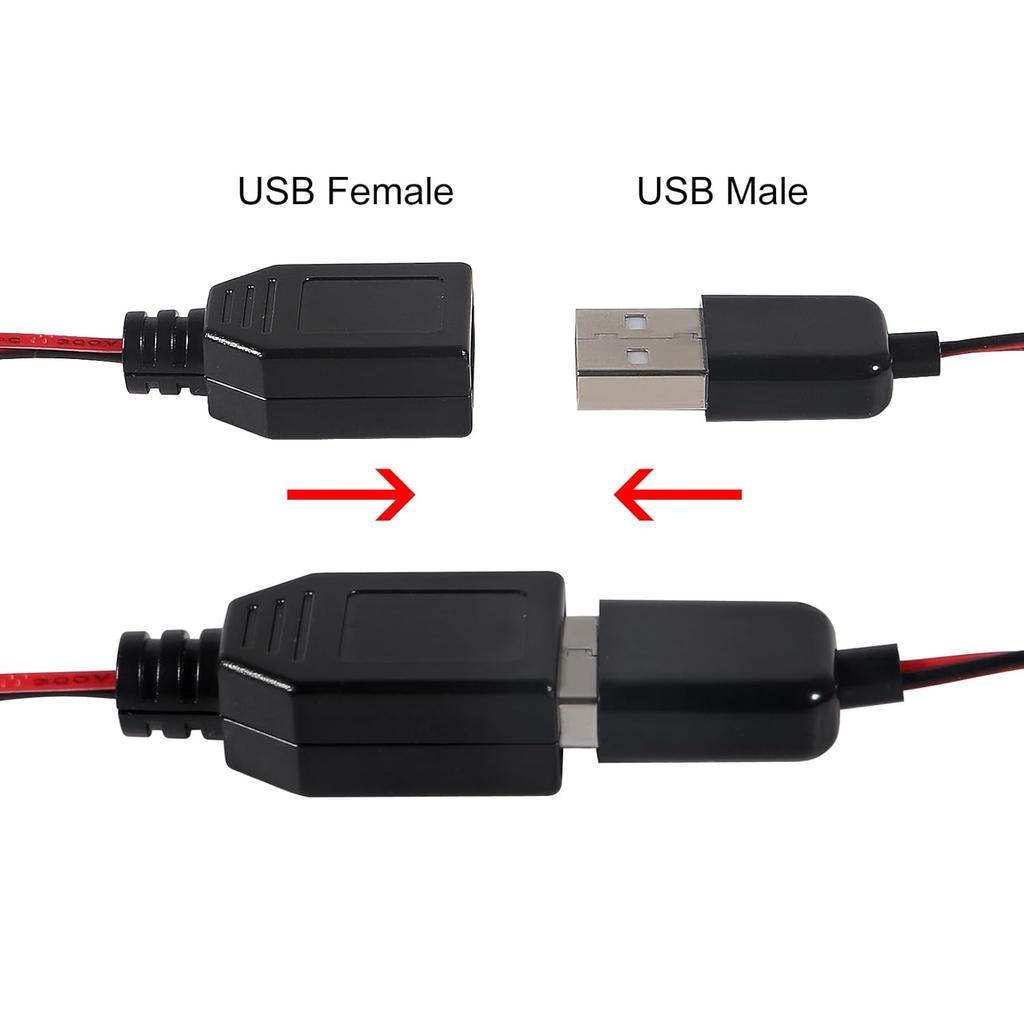 2pcs USB to igator Clip Adapter Cable Male Female USB to igator Clip Probe USB Cables with igator Clip for Circuit Test