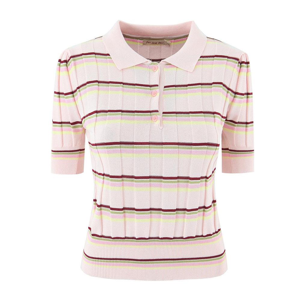 European Style Women's Striped Collared Knit Top - Spring 2026 Collection