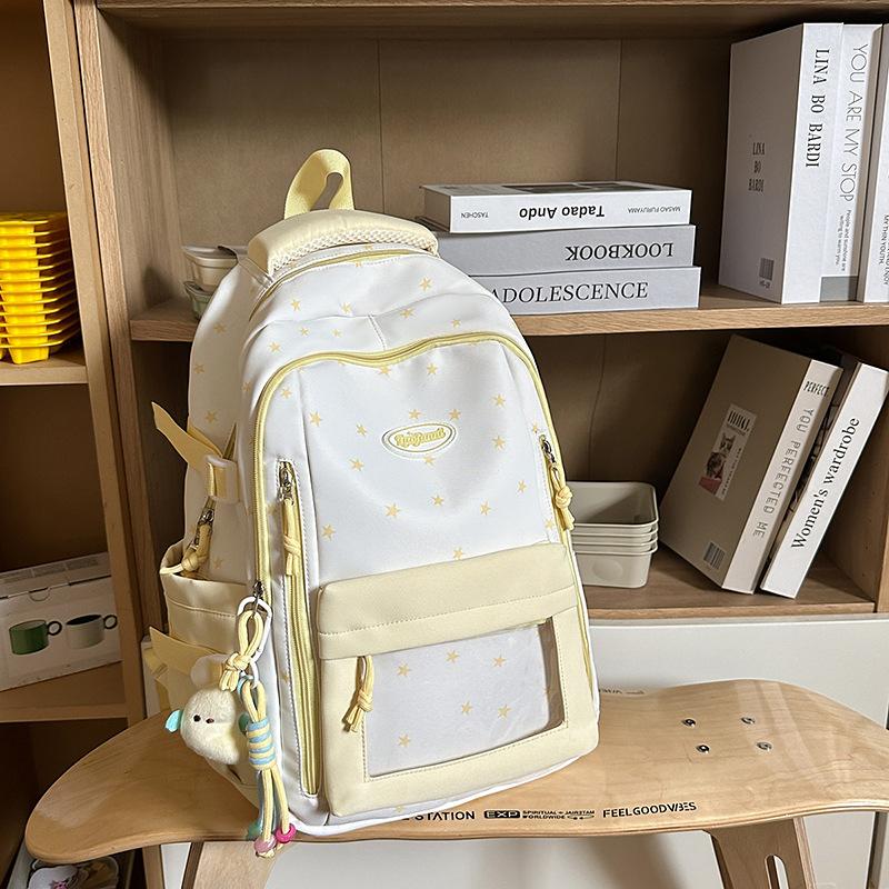 New schoolbag women's blue high-value shoulder bag multi-compartment primary and secondary school students grade two-piece pain bag