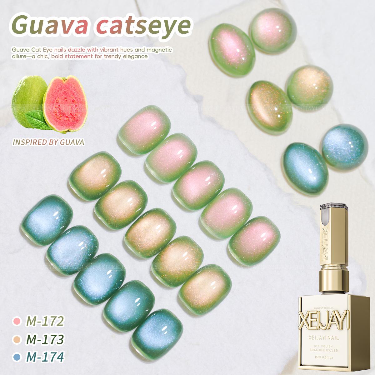 

2025 Ice-Transparent Pink Guava Crystal Cat Eye Gel Nail Polish