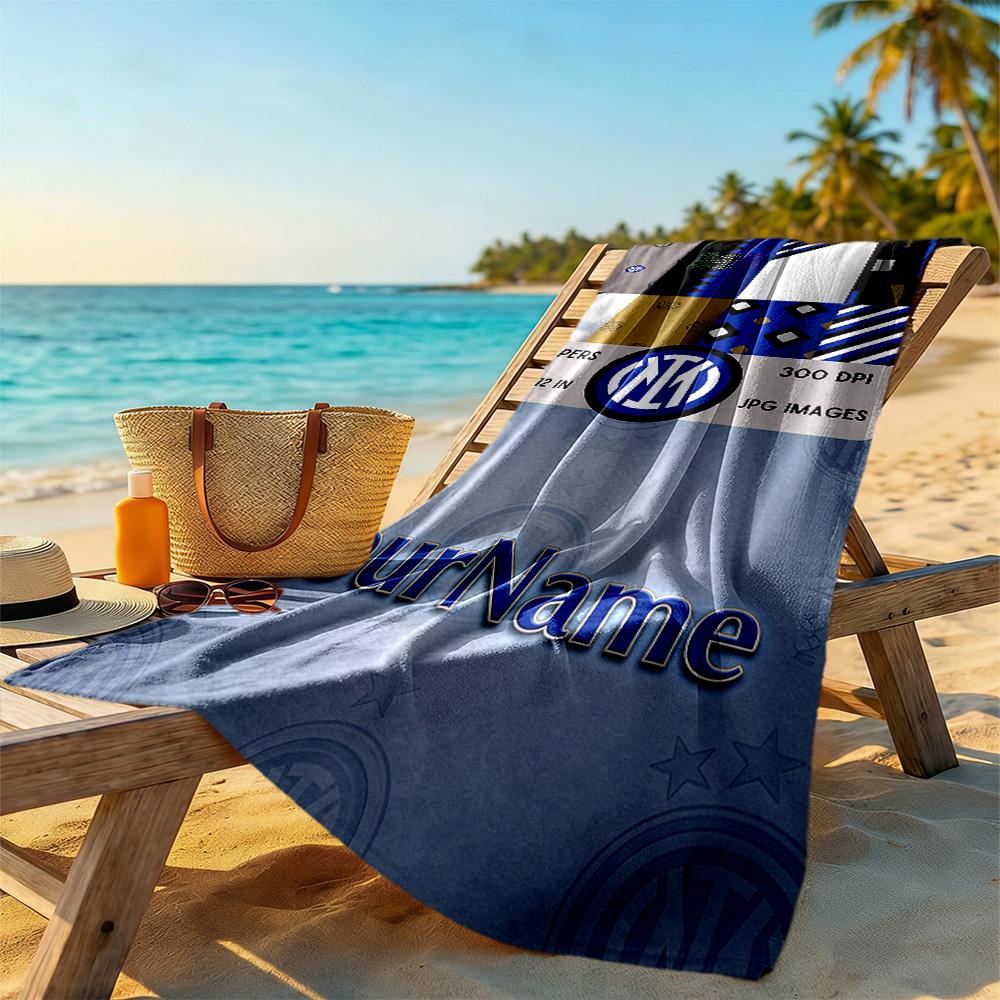 Inter Milan Customize Your Name Beach Towel High Absorbency & Quick-Dry