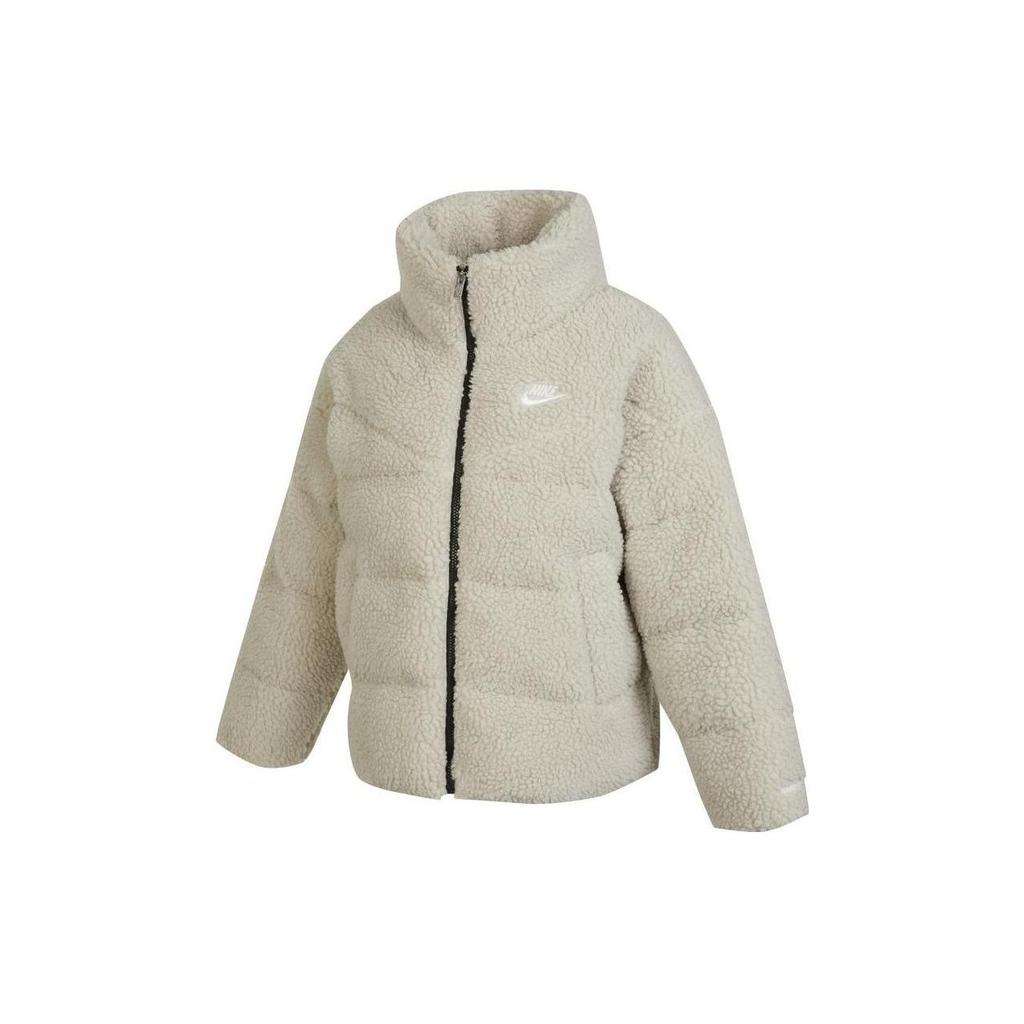 Nike Fluffy Fleece-Lined Down Jacket Women Jackets Light-Bone DV6676-072