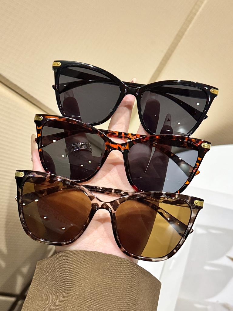 3Pcs Women's Cat-Eye Fashion Glasses Set, Perfect for Street Photography Outfits, Multi-Color Combination Set