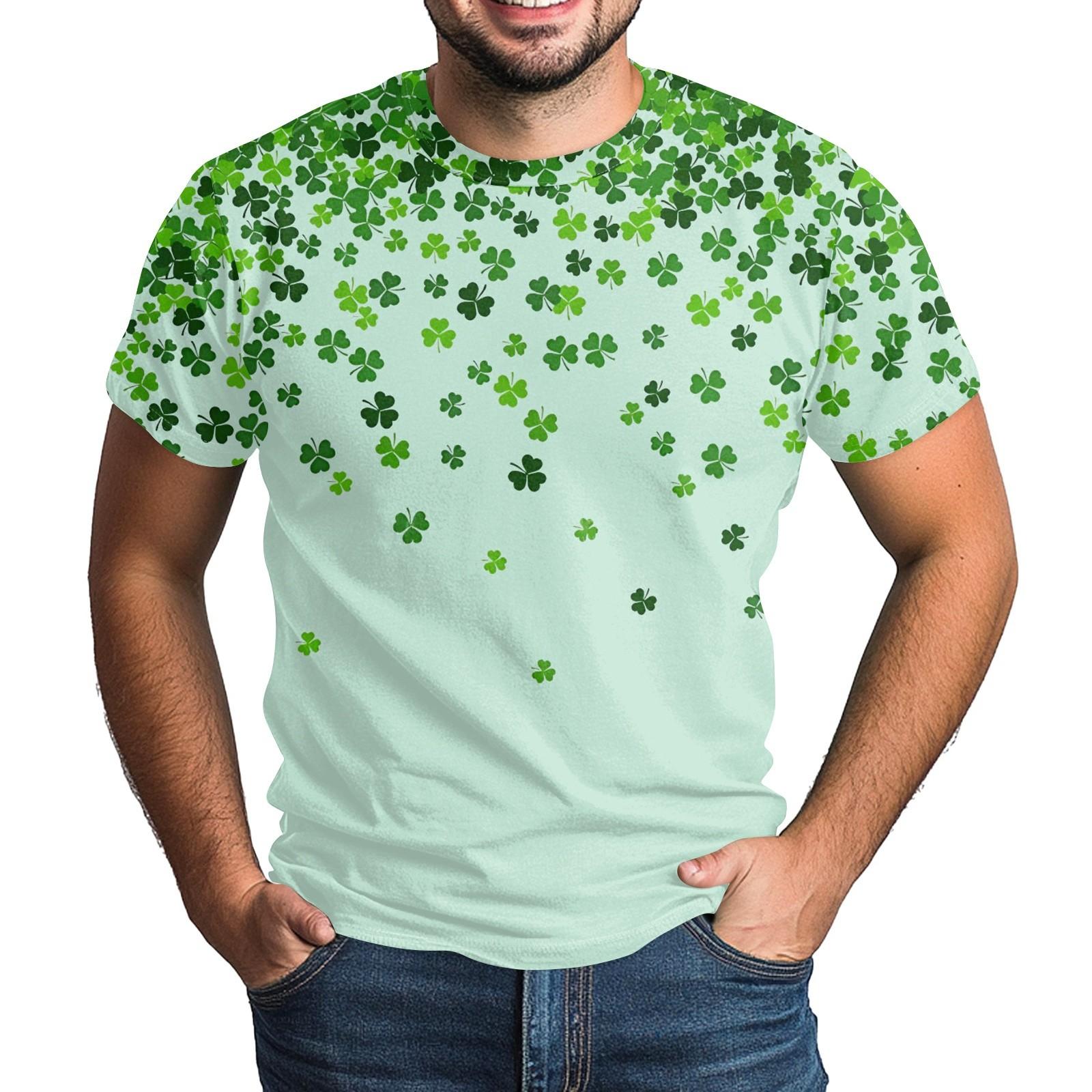 

улица. Футболка Patrick s Adult Green с круглым вырезом и короткими рукавами, с принтом в виде трех листьев зеленого цвета L