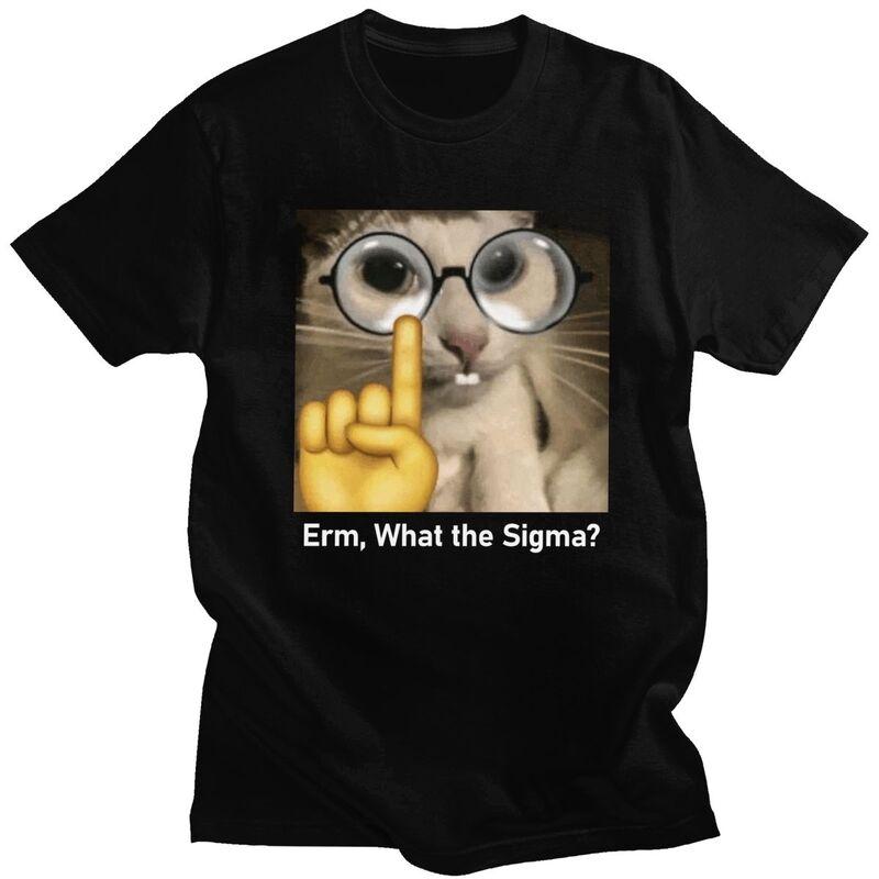 Custom Male What The Sigma Cat Meme T Shirts ShortSleeve Cotton Tshirt Leisure Humor Sarcastic Quote Tee Clothes
