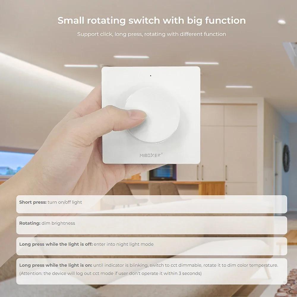 Miboxer K1 Rotating Switch Panel Remote Wifi Dimmer Dimmable 2.4G Brightness Color Temperature Controller White/Black Remote 3V