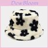 Plush Flower Embroidered Fisherman Hat With Wide Brim For Outdoor Winter And Spring Use