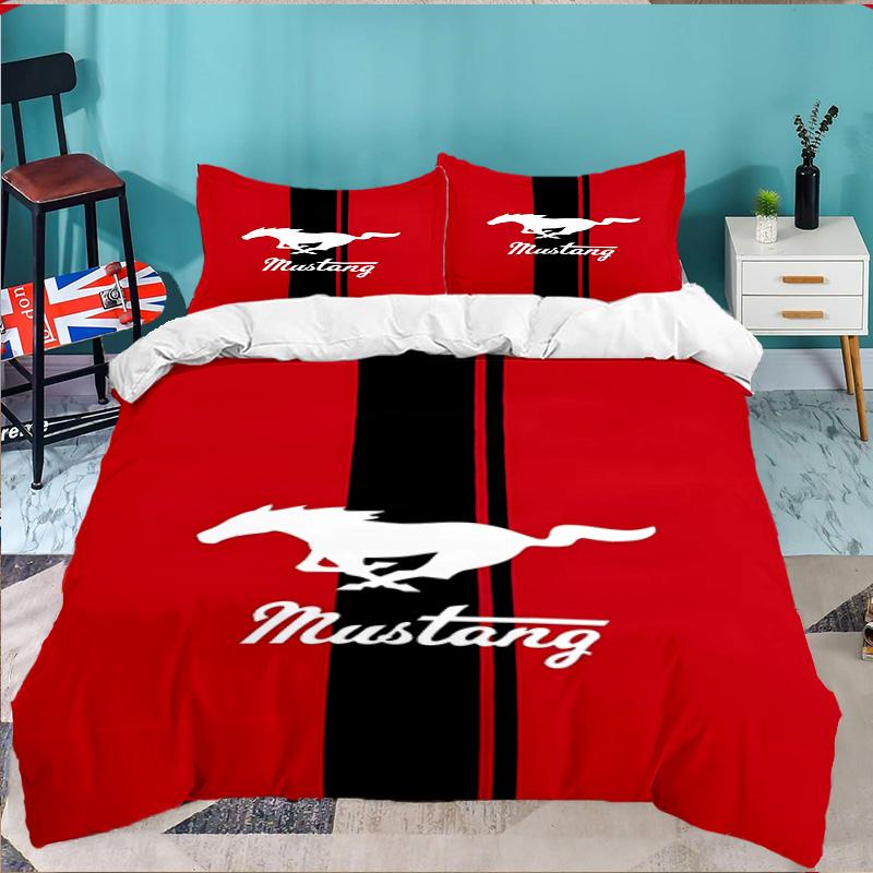 3PCS Mustang Bedding Set,Including 1pc Duvet Cover And 2pcs Pillowcases Perfect for Bedroom, Dormitory, Large Size Fan Christmas Gift