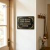 Dekorative Hausschilder Gott Segne Dieses Vintage Metallwandschild, Eisen Hängendes Schild Dekoration, Außenakzente Christliche Segenskunst für Garten Hof Veranda