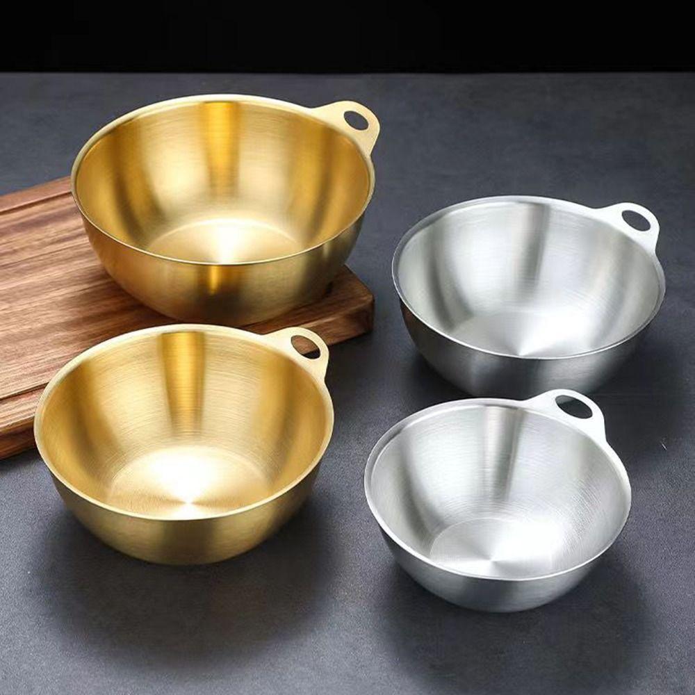 Gold/Silver Stainless Steel Salad Bowl Large Capacity Food Container Soup Bowl  Salad Serving