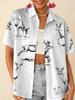 Love printed short-sleeved shirt women's summer loose casual lapel shirt retro niche top