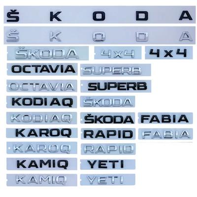 1PC ABS Car Rear Emblem Trunk Badge Sticker for Octavia Kodiaq Karoq Superb Rapid Fabia Kamiq Yeti 4x4 Letter Logo Accessories