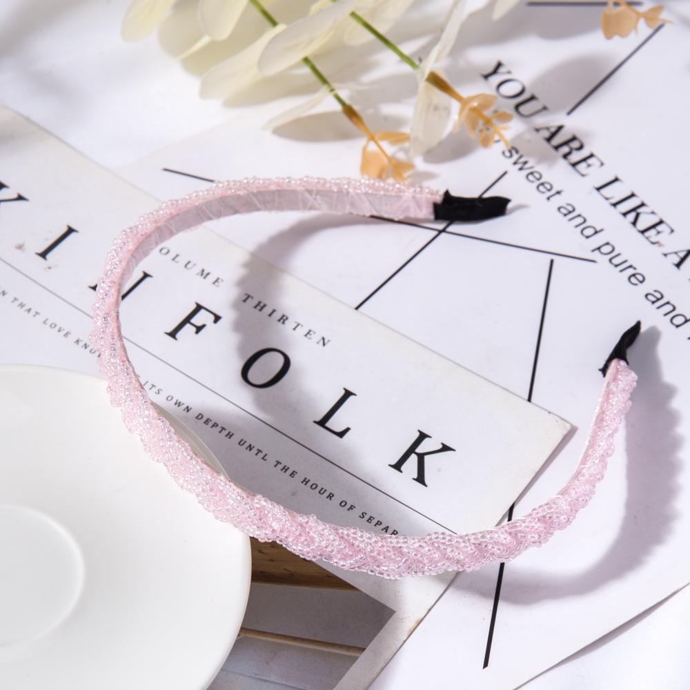 Retro Handgemacht Perlen Haarband Elastisches Damen Stirnband Haarschmuck Metall Kristall Zopf Kopfbänder Mädchen Haarreifen Kopfschmuck