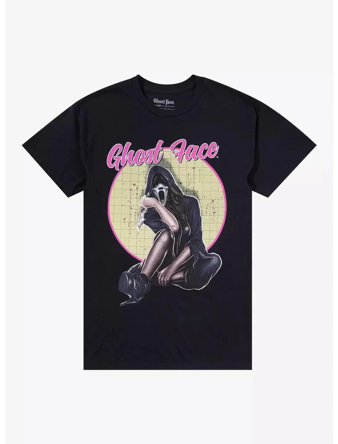 Ghost Face Mens Ghost Face Lady Graphic Black Shirt New S-2XL L