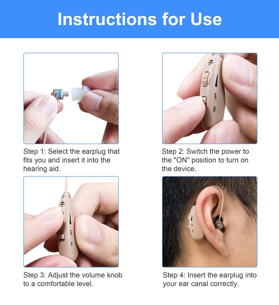 EN-T100B Earback Hearing Aid for the Elderly Portable Rechargeable