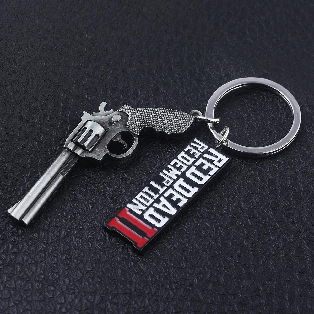 Game RDR2 Arthur Morgan Revolver Keyring Red Dead Redemption 2 Keychain Western Cowboy Fans Gift Cosplay Men Women Bag Jewelry